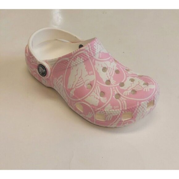 CROCS Classic Duke Print Clog Kids Size C12 Lightweight Slip On Shoes Kids Pink - Picture 1 of 8